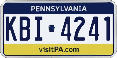 PA license plate KBI4241