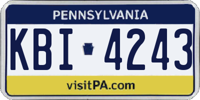 PA license plate KBI4243