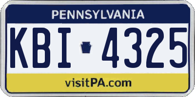 PA license plate KBI4325