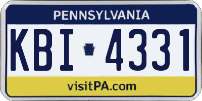 PA license plate KBI4331