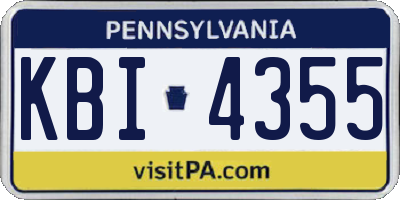 PA license plate KBI4355