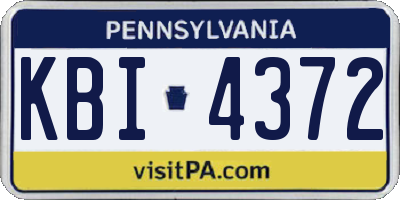 PA license plate KBI4372