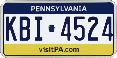 PA license plate KBI4524