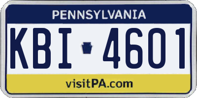 PA license plate KBI4601