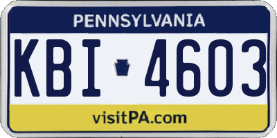PA license plate KBI4603