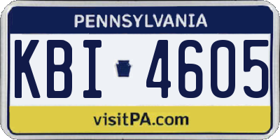 PA license plate KBI4605