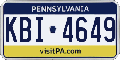 PA license plate KBI4649