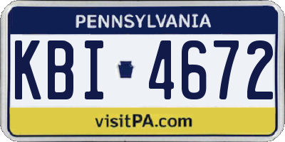 PA license plate KBI4672