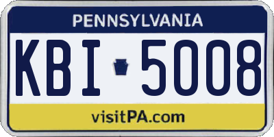 PA license plate KBI5008