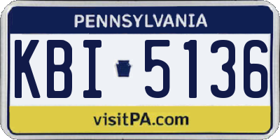 PA license plate KBI5136
