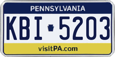 PA license plate KBI5203