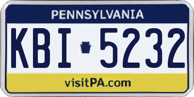 PA license plate KBI5232