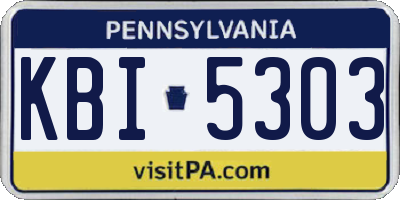 PA license plate KBI5303