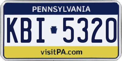 PA license plate KBI5320
