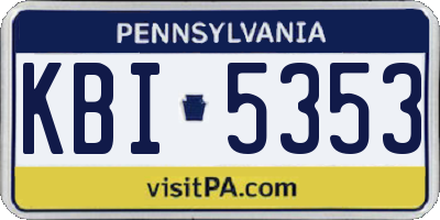 PA license plate KBI5353