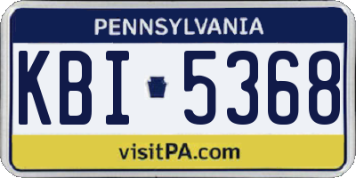 PA license plate KBI5368
