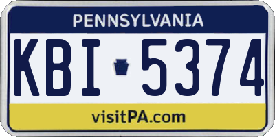PA license plate KBI5374