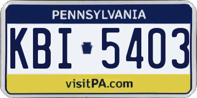 PA license plate KBI5403