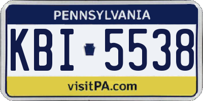 PA license plate KBI5538
