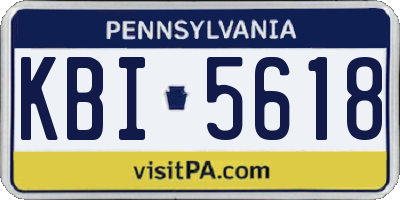 PA license plate KBI5618