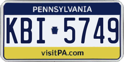PA license plate KBI5749