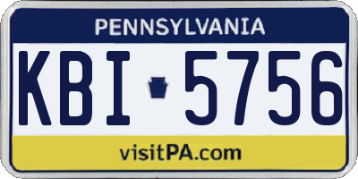 PA license plate KBI5756