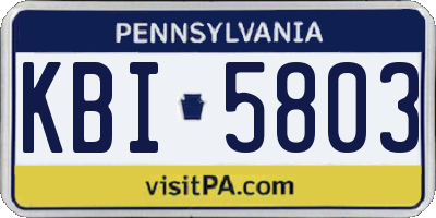 PA license plate KBI5803
