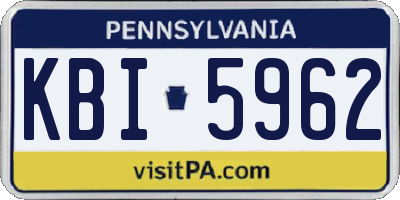 PA license plate KBI5962