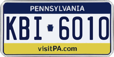 PA license plate KBI6010