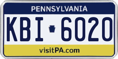 PA license plate KBI6020