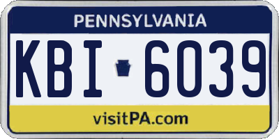 PA license plate KBI6039