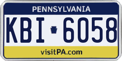 PA license plate KBI6058