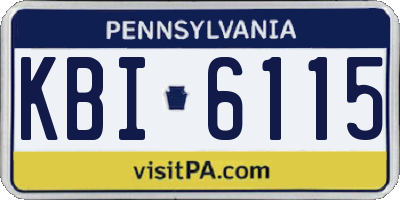 PA license plate KBI6115