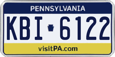 PA license plate KBI6122