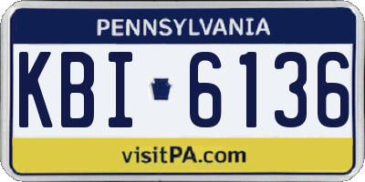 PA license plate KBI6136
