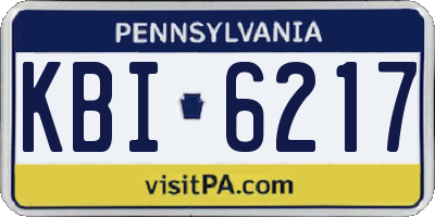 PA license plate KBI6217
