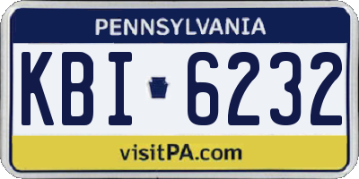 PA license plate KBI6232