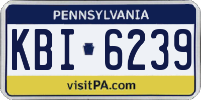 PA license plate KBI6239