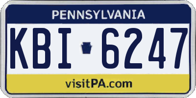 PA license plate KBI6247
