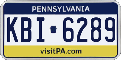 PA license plate KBI6289