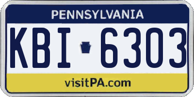 PA license plate KBI6303