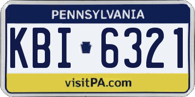PA license plate KBI6321