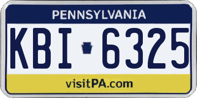 PA license plate KBI6325