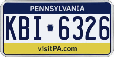 PA license plate KBI6326