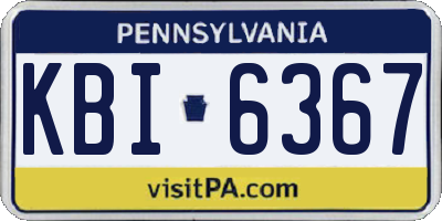 PA license plate KBI6367