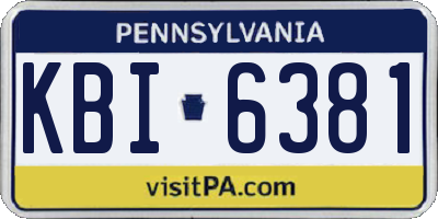 PA license plate KBI6381