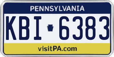 PA license plate KBI6383