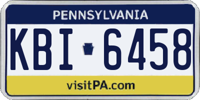 PA license plate KBI6458