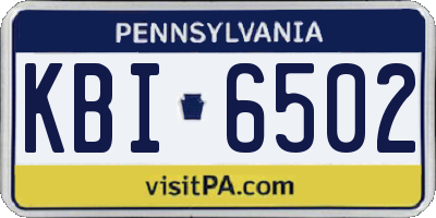 PA license plate KBI6502