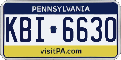 PA license plate KBI6630